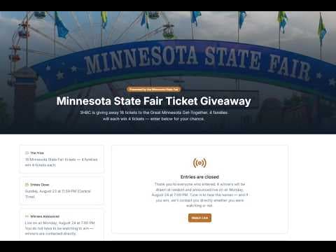 🔴LIVE DRAWING for Minnesota State Fair Ticket Giveaway